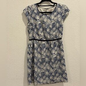 LOFT Navy and Cream Floral Dress